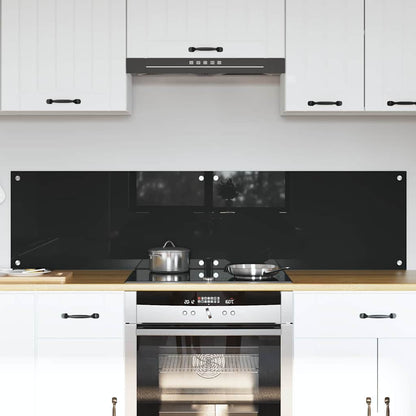 Kitchen Backsplash 70 x 40 cm Tempered Glass 2 pcs Black 80 cm 40 cm