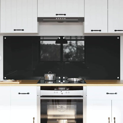 Kitchen Backsplash 70 x 40 cm Tempered Glass 2 pcs Black 80 cm 60 cm