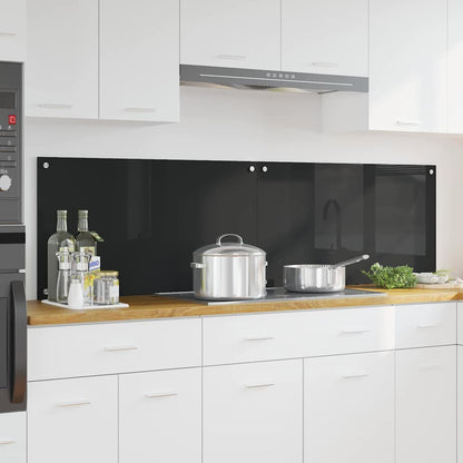 Kitchen Backsplash 70 x 40 cm Tempered Glass 2 pcs Black 90 cm 50 cm