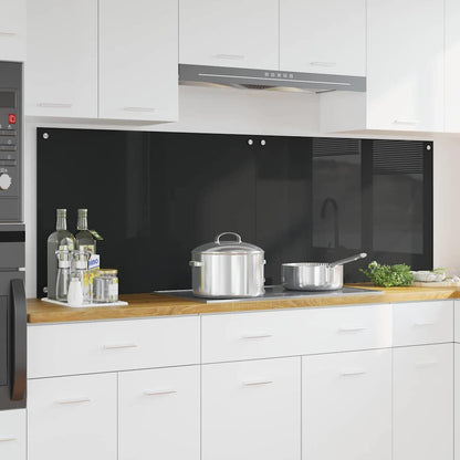 Kitchen Backsplash 70 x 40 cm Tempered Glass 2 pcs Black 90 cm 60 cm