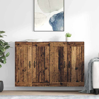 Wall Mounted Cabinets 2 pcs Engineered Wood Leaf Black Old wood