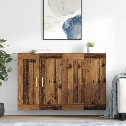 Wall Mounted Cabinets 2 pcs Engineered Wood Tube Gold Old wood