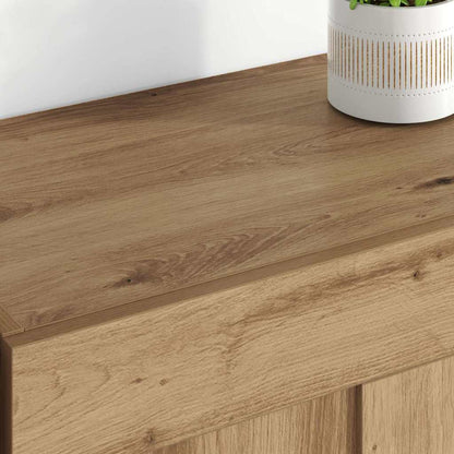 Wall Mounted Cabinets 2 pcs Engineered Wood Leather Artisan oak