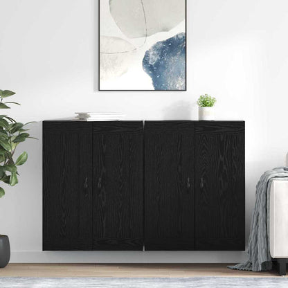 Wall Mounted Cabinets 2 pcs Engineered Wood Leaf Black Black oak