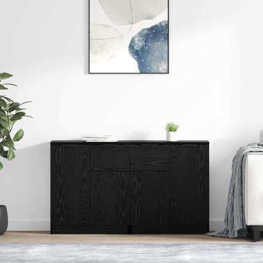 Sideboards 2 pcs 60x30x70 cm Engineered Wood Black oak
