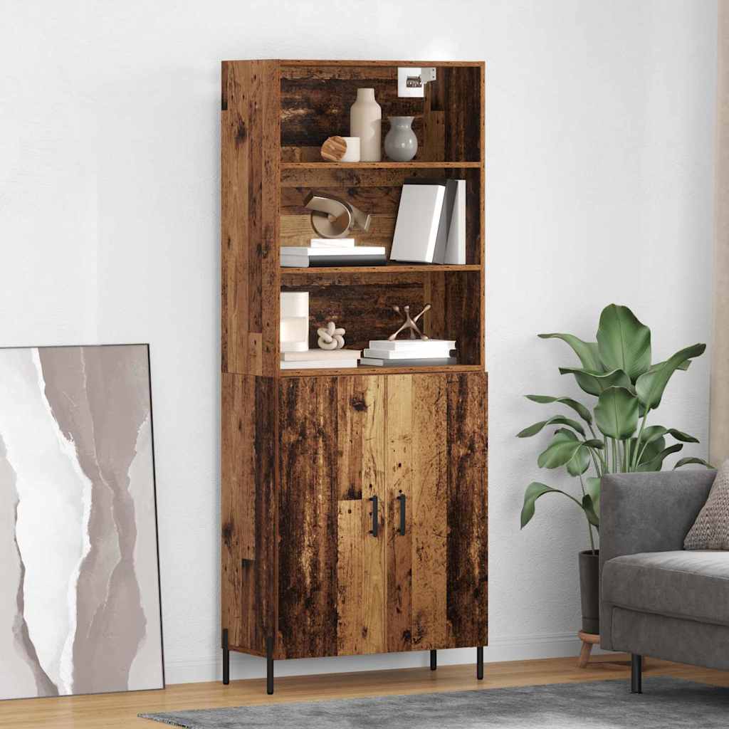 Highboard 69.5x34x180 cm Engineered Wood 2 Doors Old wood