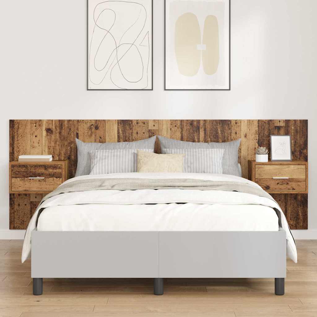 Bed Headboard with Cabinets Engineered Wood One Drawer Old wood