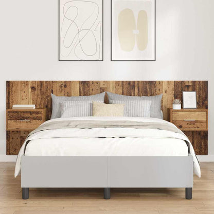 Bed Headboard with Cabinets Engineered Wood One Drawer Old wood