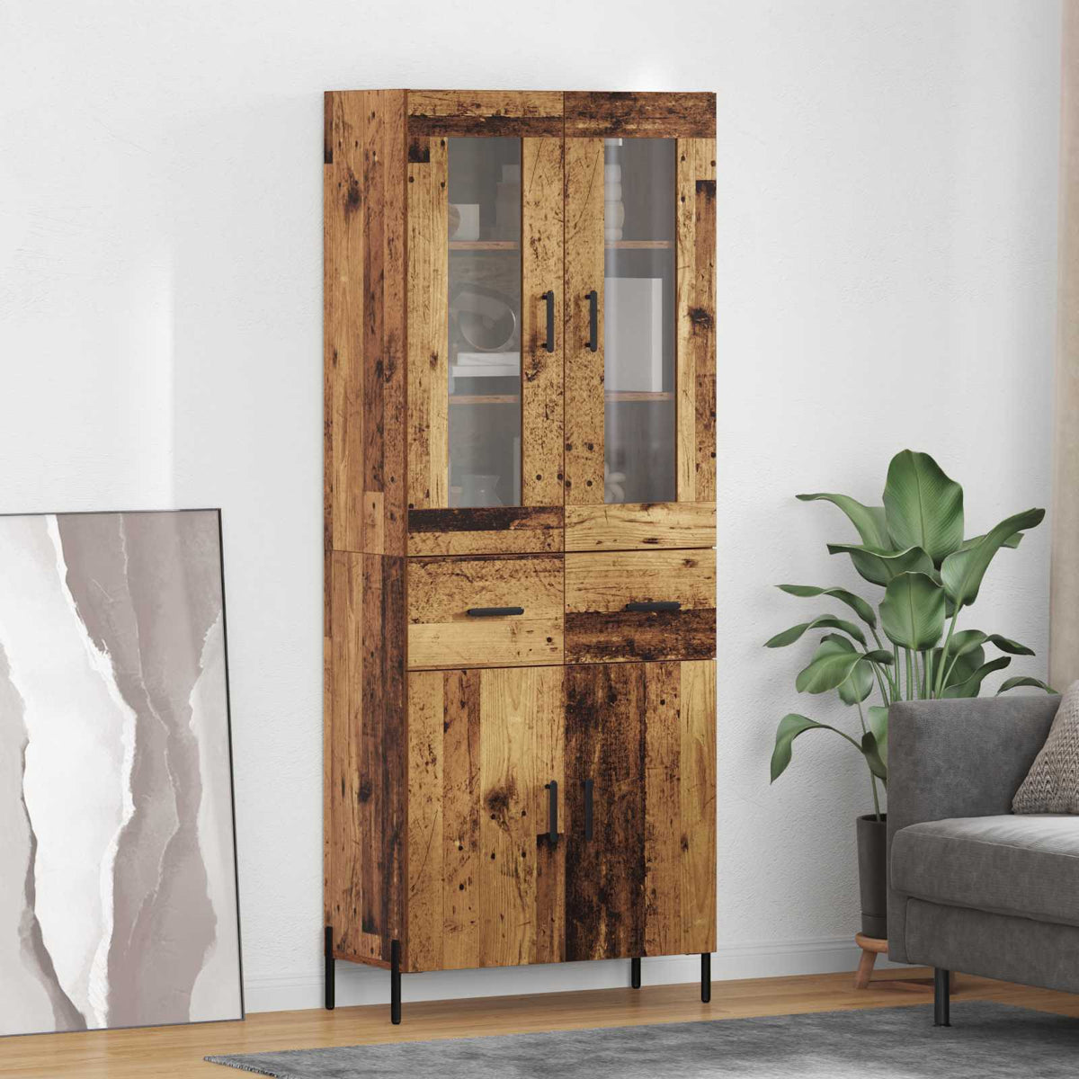 vidaXL Highboard 69.5x34x180 cm Engineered Wood 2 doors 2 drawers