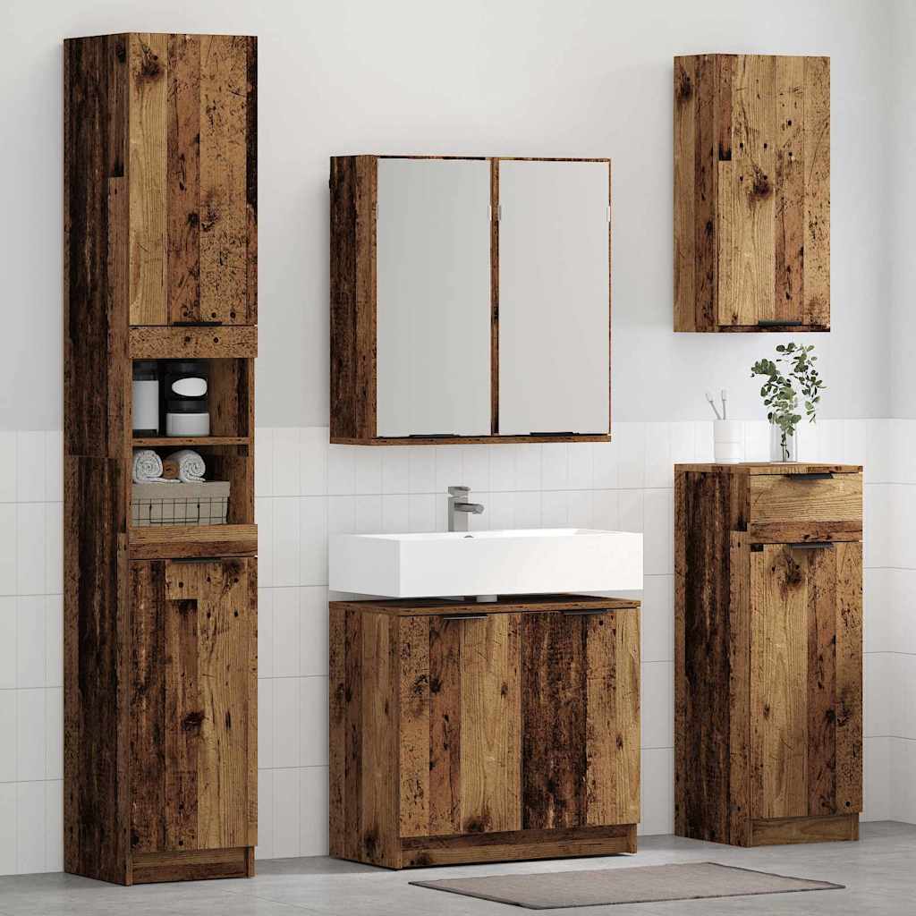 vidaXL Bathroom Cabinet Set 3 pcs Old Wood Engineered Wood 4