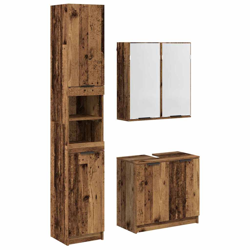 vidaXL Bathroom Cabinet Set 3 pcs Old Wood Engineered Wood 2