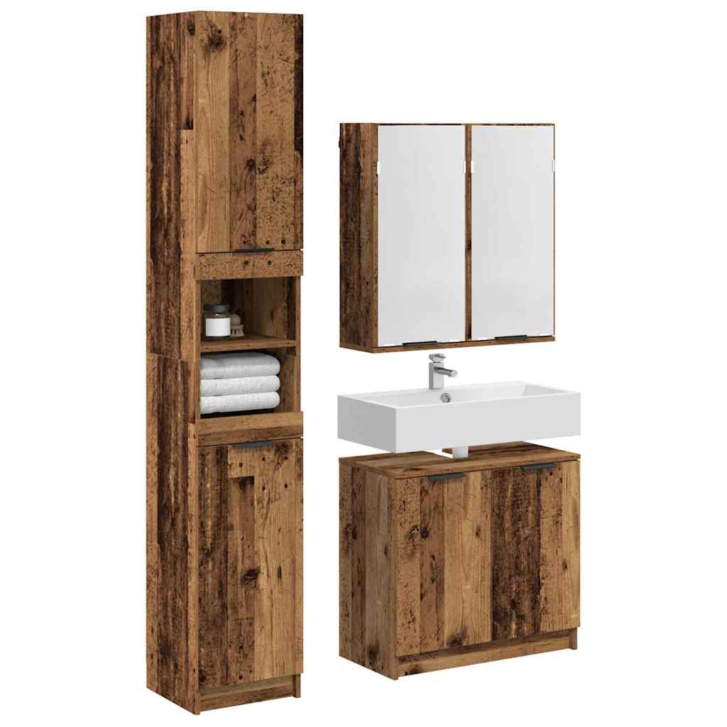 vidaXL Bathroom Cabinet Set 3 pcs Old Wood Engineered Wood 3