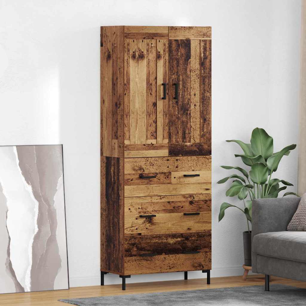 Highboard 69.5x34x180 cm Engineered Wood 3 Drawers Old wood