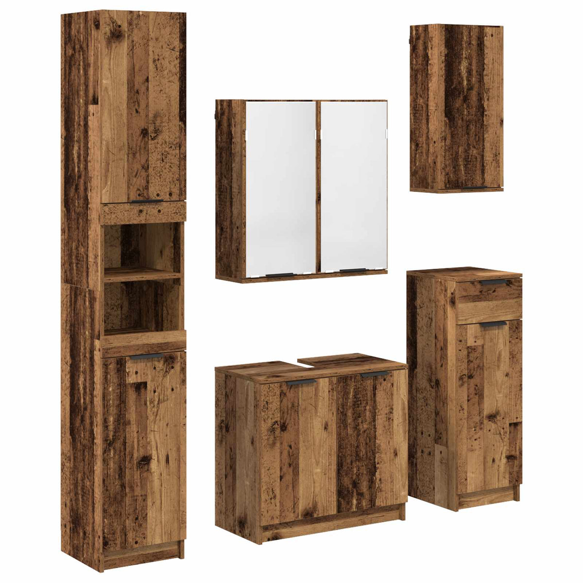 vidaXL Bathroom Furniture Set 5 pcs Old Wood Engineered Wood 2