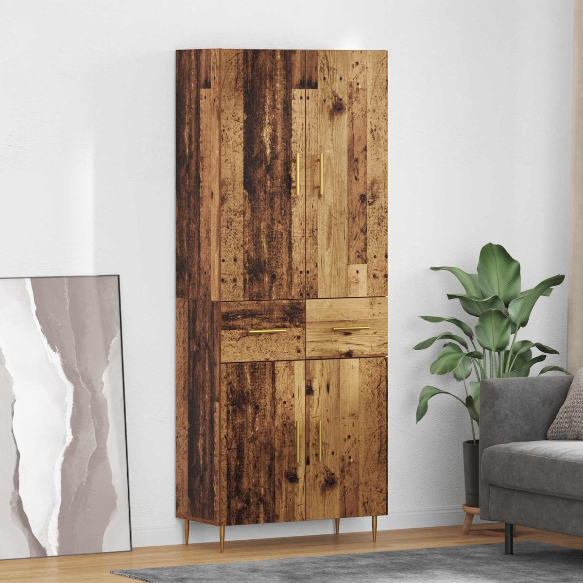 vidaXL Highboard 69.5x34x180 cm Engineered Wood 2 doors 2 drawers