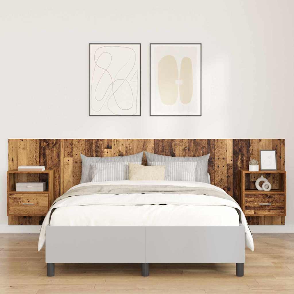vidaXL Bed Headboard with Cabinets Engineered Wood One Drawer and One Shelf