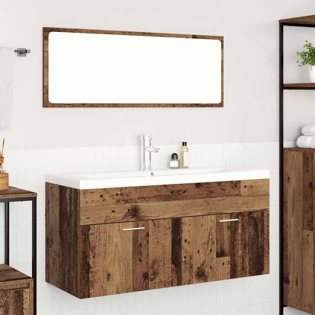 vidaXL Bathroom Cabinet Old Wood 100 x 38.5 x 46 cm Engineered Wood 4