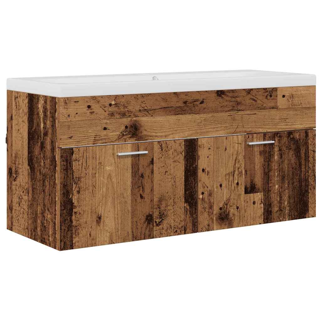 vidaXL Bathroom Cabinet Old Wood 100 x 38.5 x 46 cm Engineered Wood 2