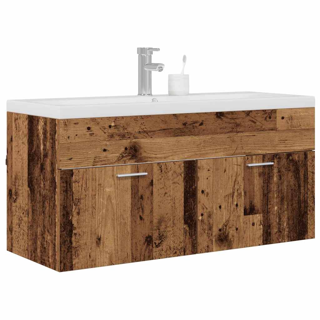 vidaXL Bathroom Cabinet Old Wood 100 x 38.5 x 46 cm Engineered Wood 3