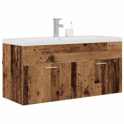 vidaXL Bathroom Cabinet Old Wood 100 x 38.5 x 46 cm Engineered Wood 3
