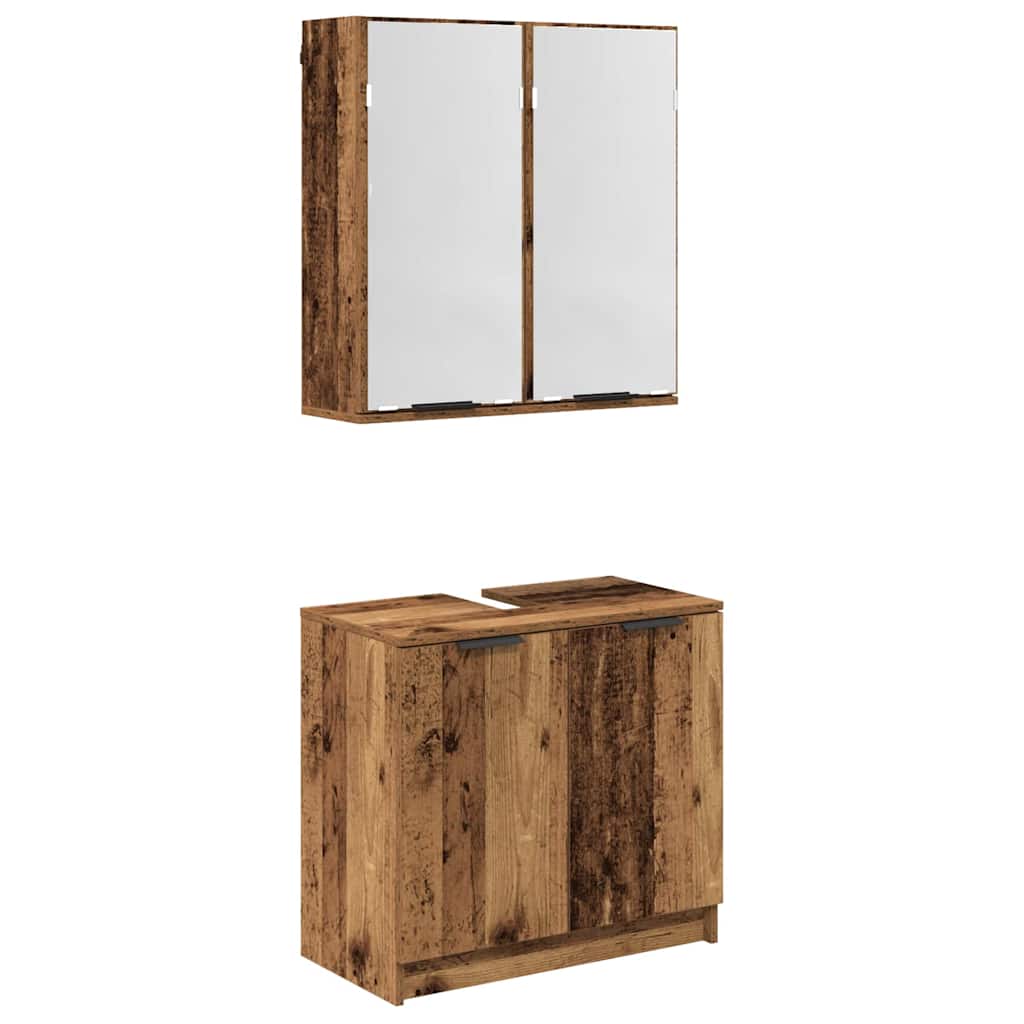 2 Piece Bathroom Cabinet Set Engineered Wood Old wood