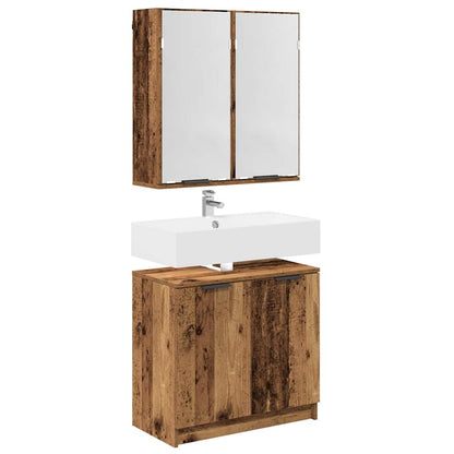 2 Piece Bathroom Cabinet Set Engineered Wood Old wood