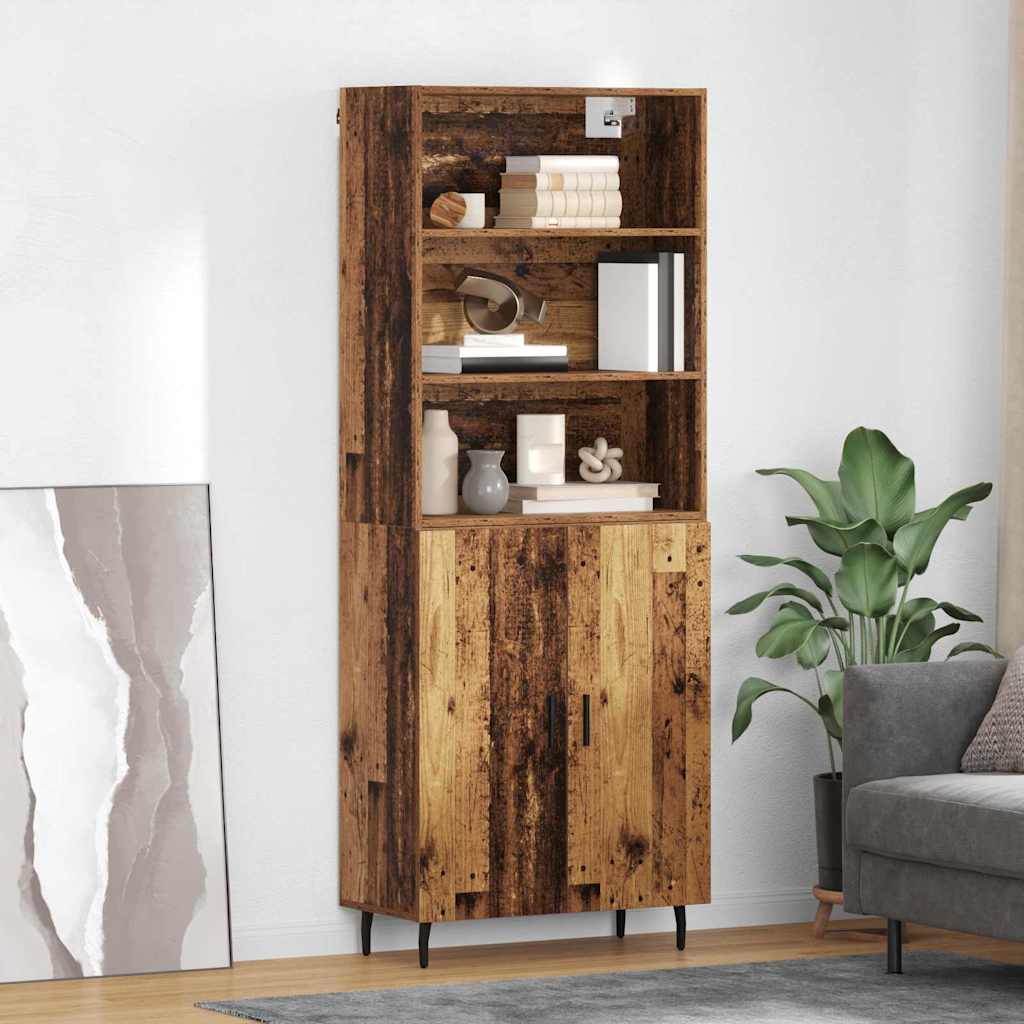 Highboard 69.5x34x180 cm Engineered Wood 2 Doors Old wood