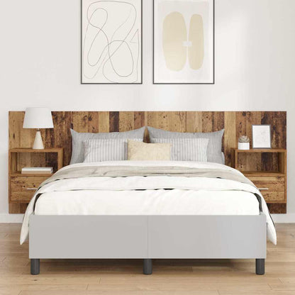 Bed Headboard with Cabinets Engineered Wood One Drawer and One Shelf Old wood