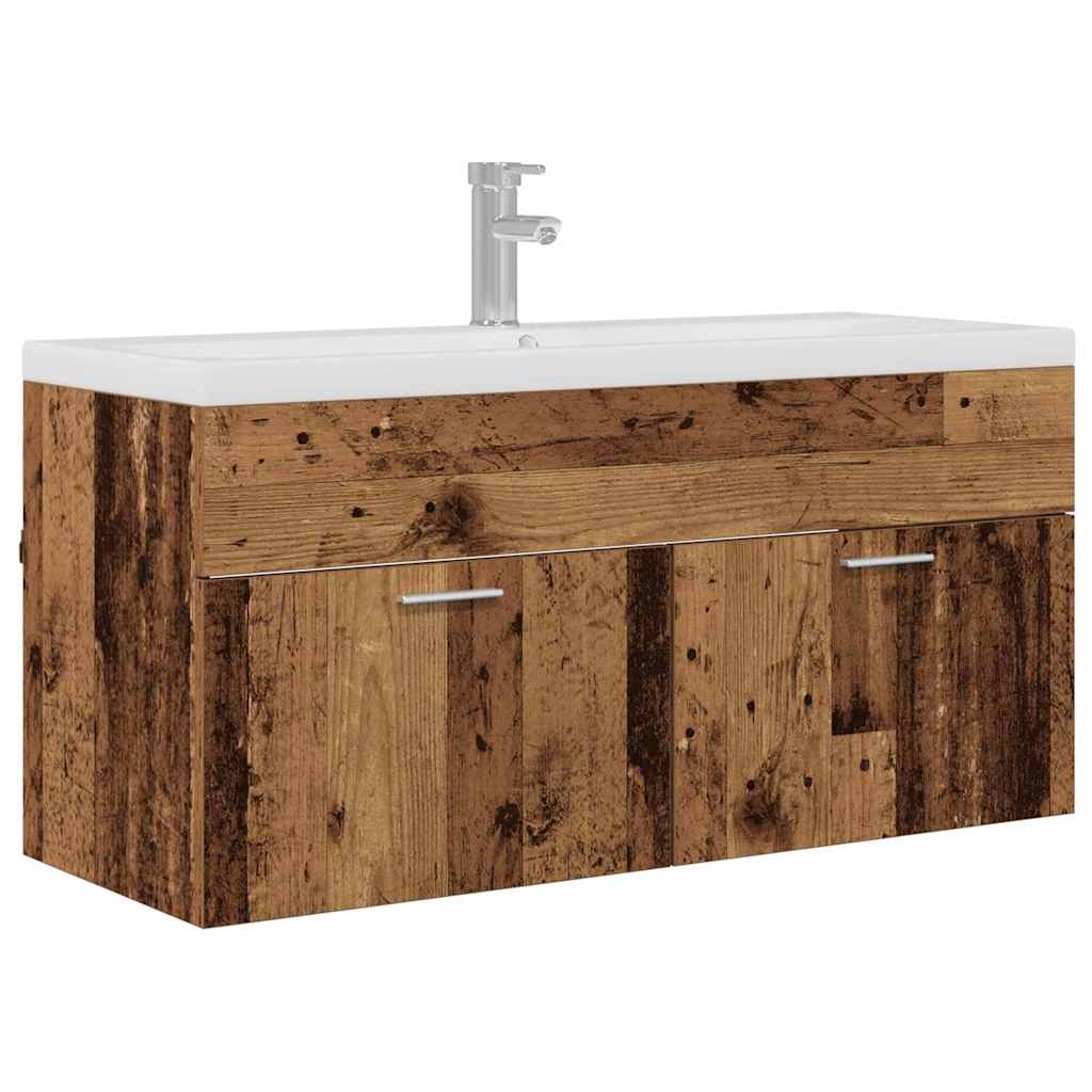 vidaXL Bathroom Cabinet Old Wood 100 x 38.5 x 46 cm Engineered Wood 2