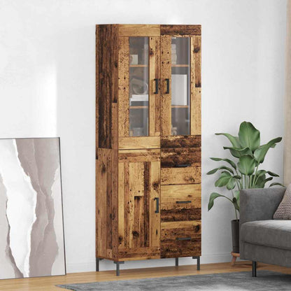Highboard 69.5x34x180 cm Engineered Wood 1 Wood Door 3 Drawers Old wood