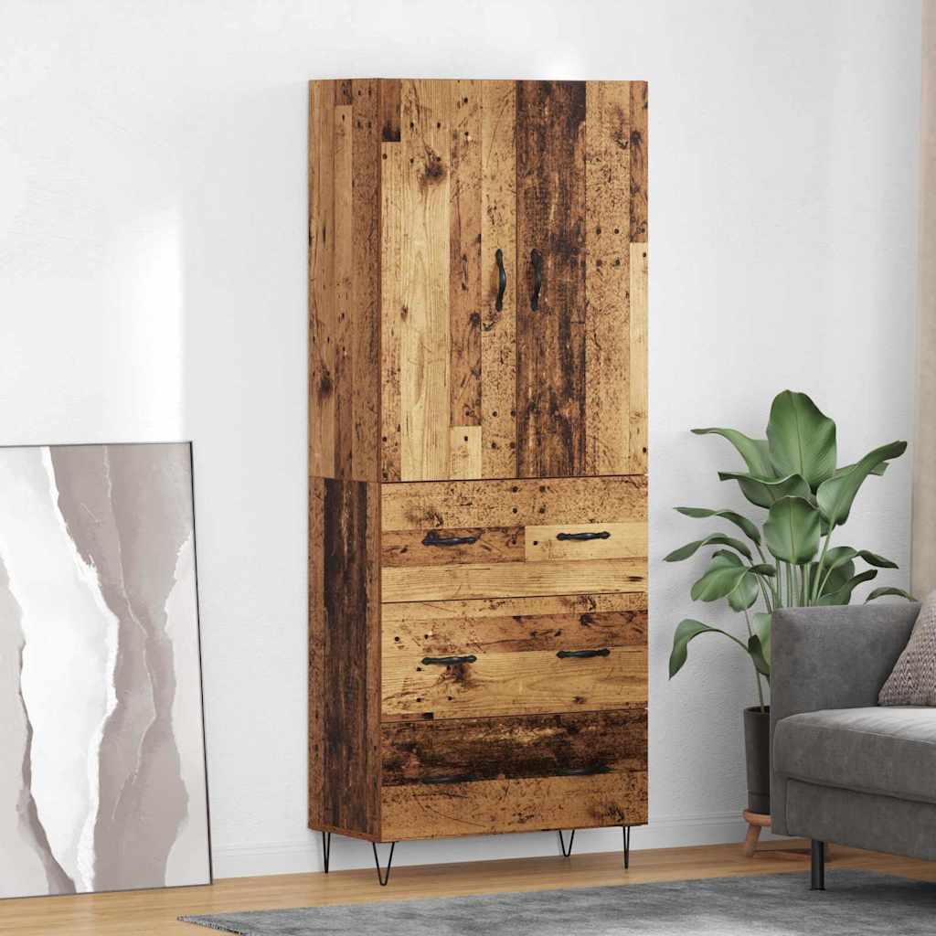 Highboard 69.5x34x180 cm Engineered Wood 3 Drawers Old wood
