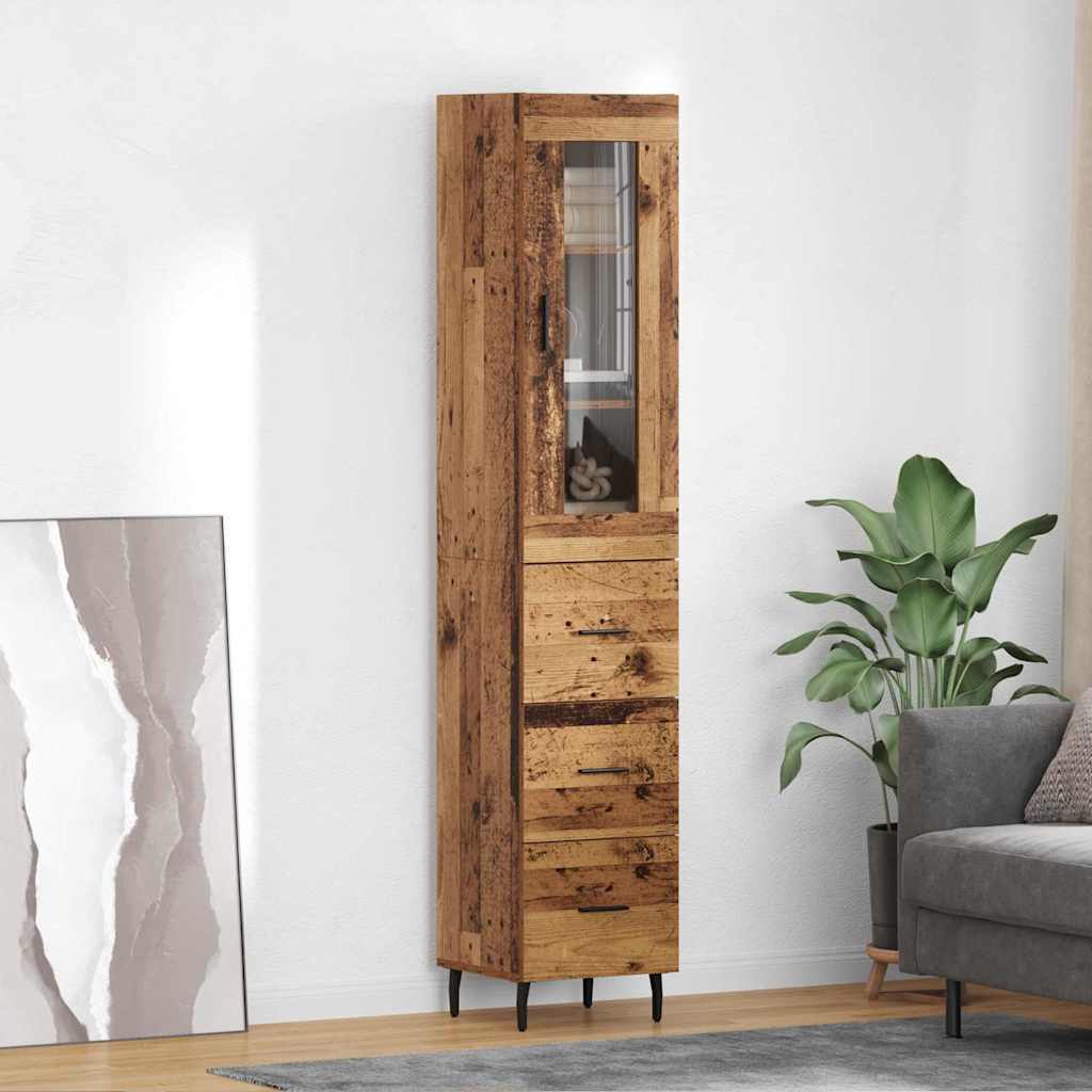 Highboard 34.5x34x180 cm Engineered Wood 3 Drawers Old wood