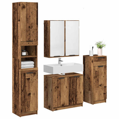 4 Piece Bathroom Cabinet Set Engineered Wood Old wood