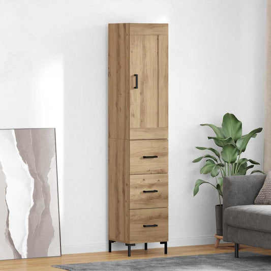 Highboard 34.5x34x180 cm Engineered Wood 3 Drawers Artisan oak