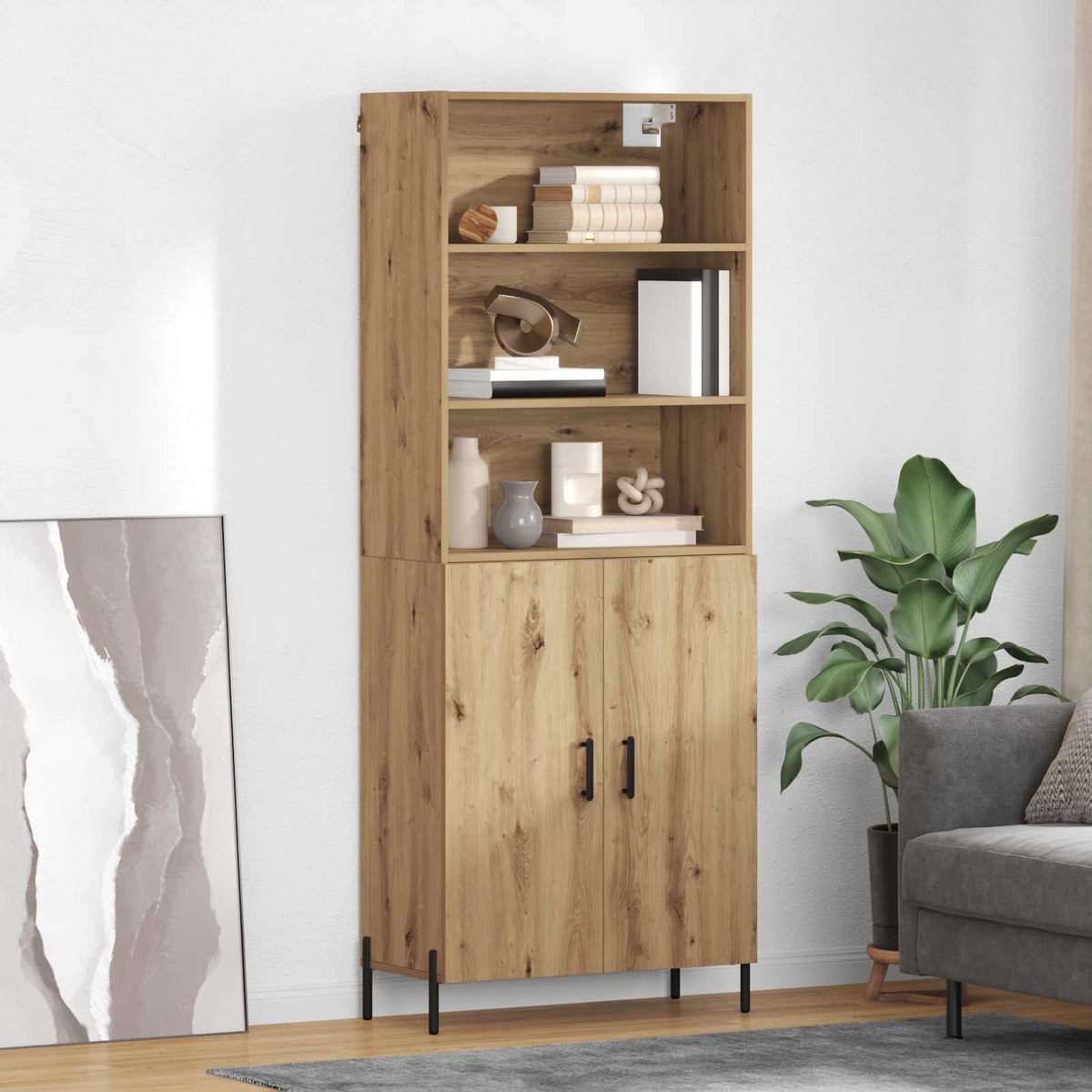 Highboard 69.5x34x180 cm Engineered Wood 2 Doors Artisan oak