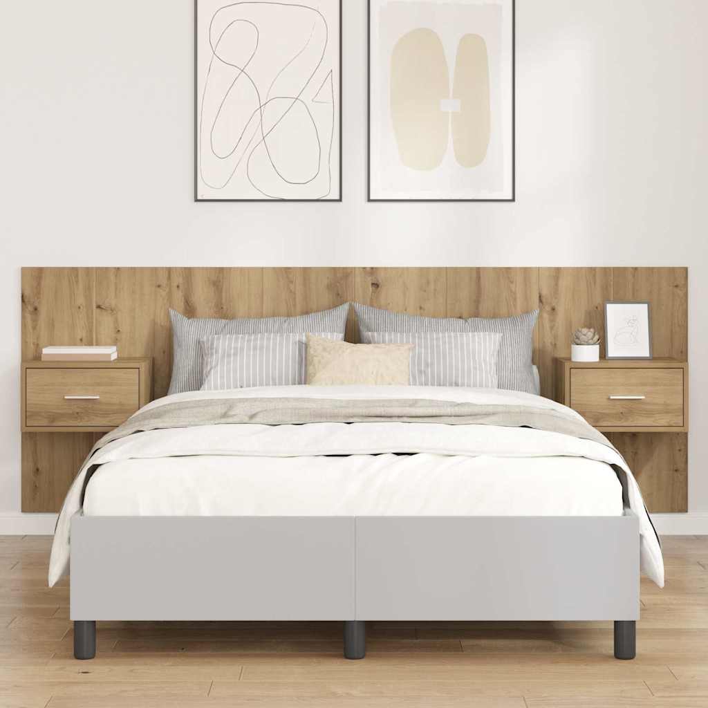 Bed Headboard with Cabinets Engineered Wood One Drawer Artisan oak
