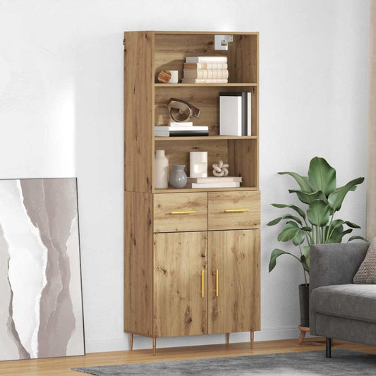 Highboard 69.5x34x180 cm Engineered Wood 2 Doors 2 Drawers Artisan oak