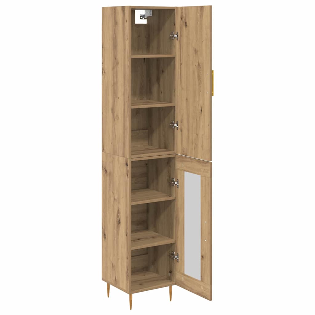 Highboard 34.5x34x180 cm Engineered Wood 1 Glass Door Artisan oak