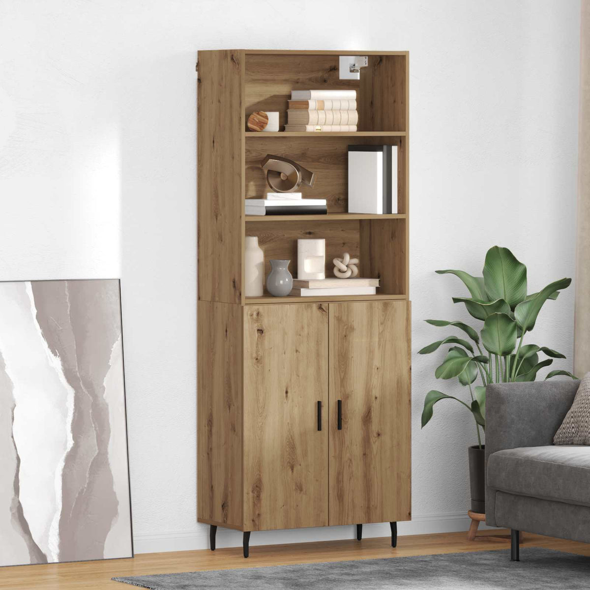 Highboard 69.5x34x180 cm Engineered Wood 2 Doors Artisan oak