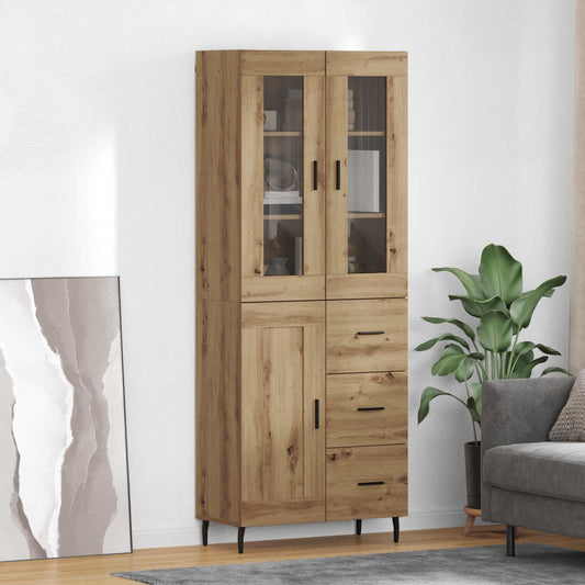 Highboard 69.5x34x180 cm Engineered Wood 1 Wood Door 3 Drawers Artisan oak