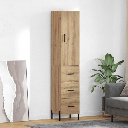Highboard 34.5x34x180 cm Engineered Wood 3 Drawers Artisan oak