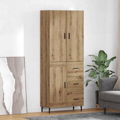 Highboard 69.5x34x180 cm Engineered Wood 1 Wood Door 3 Drawers Artisan oak