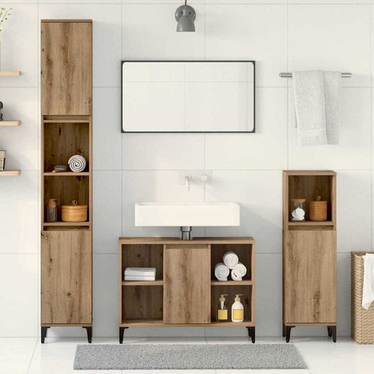 vidaXL Bathroom Furniture Set 3 pcs Artisan Oak Engineered wood 1