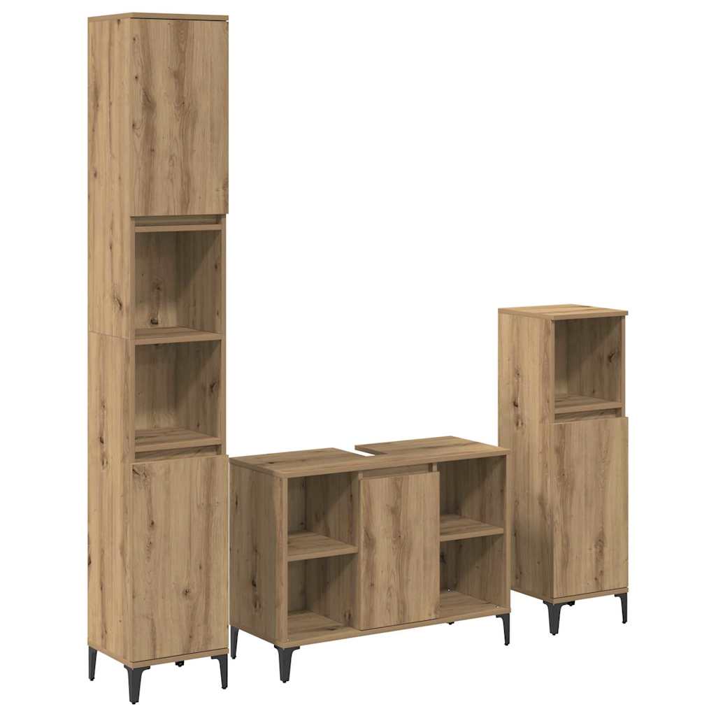 vidaXL Bathroom Furniture Set 3 pcs Artisan Oak Engineered wood 2