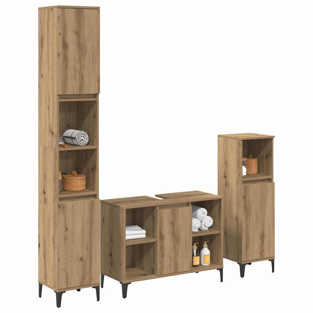 vidaXL Bathroom Furniture Set 3 pcs Artisan Oak Engineered wood 3