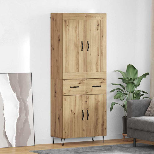 Highboard 69.5x34x180 cm Engineered Wood 2 Doors 2 Drawers Artisan oak