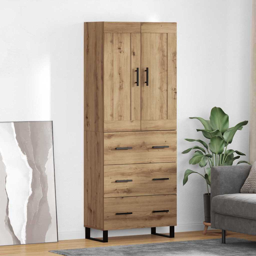 Highboard 69.5x34x180 cm Engineered Wood 3 Drawers Artisan oak