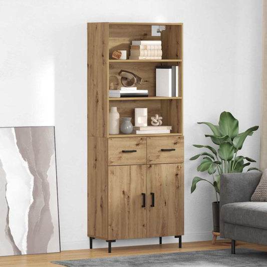 Highboard 69.5x34x180 cm Engineered Wood 2 Doors 2 Drawers Artisan oak