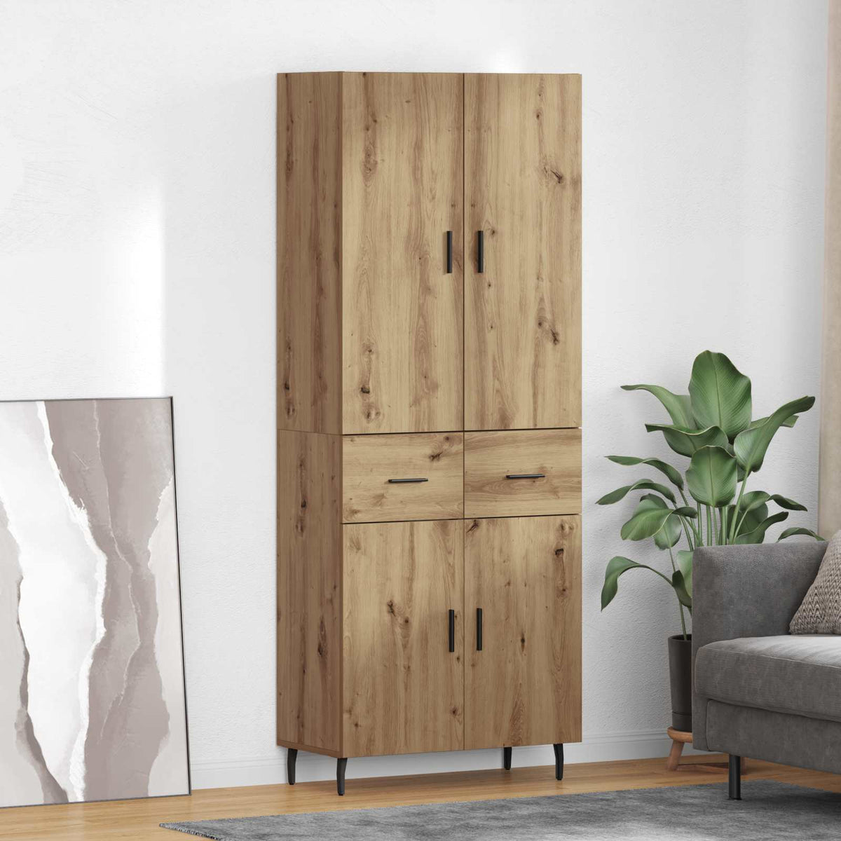 vidaXL Highboard 69.5x34x180 cm Engineered Wood 2 doors 2 drawers