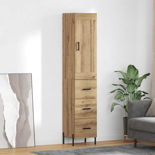 Highboard 34.5x34x180 cm Engineered Wood 3 Drawers Artisan oak